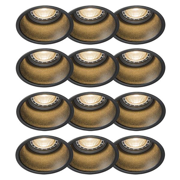 Sada 12 moderních zapuštěných bodových světel černých - Dept
