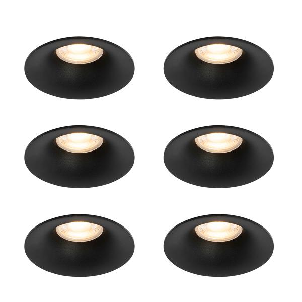 Sada 6 černých zapuštěných bodových svítidel GU10 50 mm - Gijs