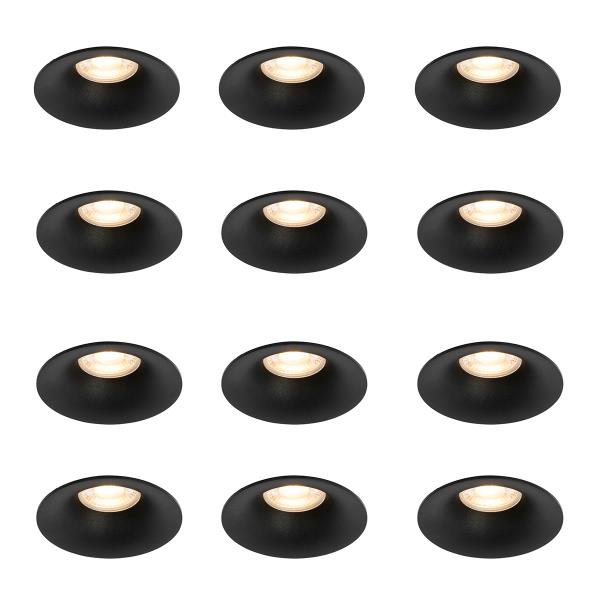 Sada 12 černých zabudovaných bodových svítidel GU10 50 mm - Gijs