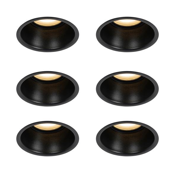 Sada 6 vestavných bodových svítidel černých GU10 50 mm IP44 - Dept