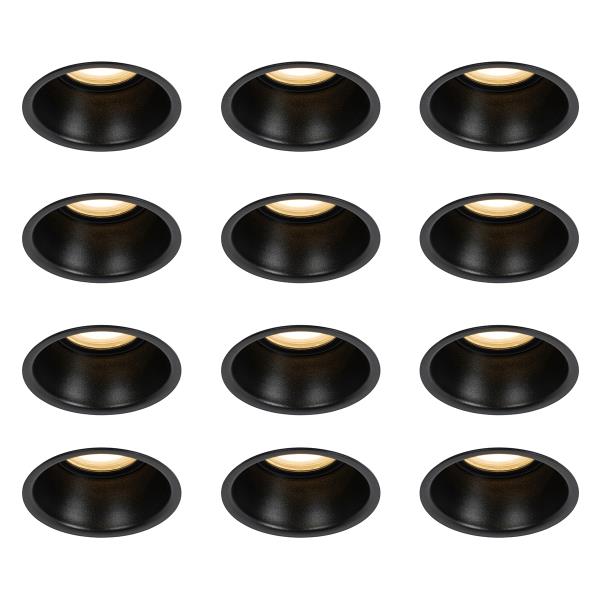 Sada 12 černých zapuštěných bodových svítidel GU10 50 mm IP44 - Dept