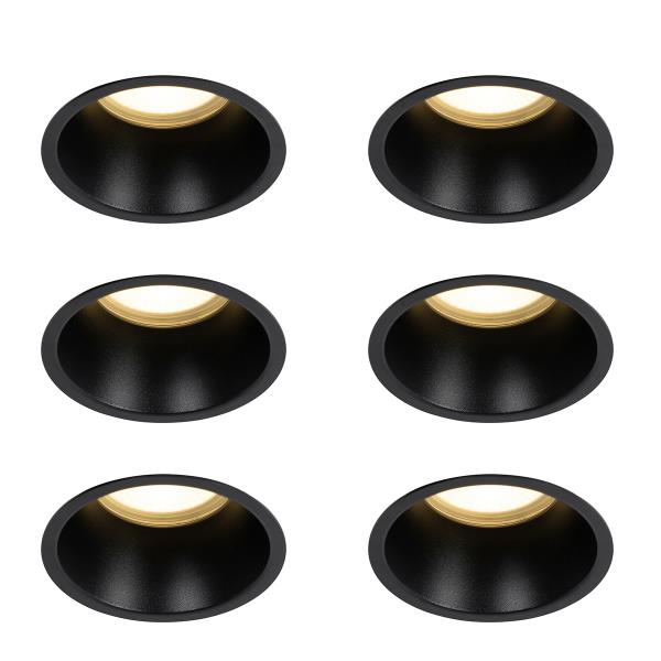 Sada 6 černých zapuštěných bodových svítidel GU10 70 mm IP44 - Dept
