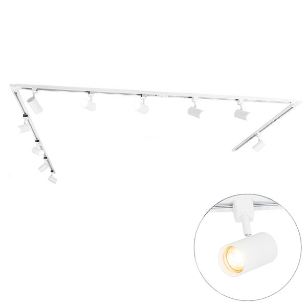 Moderní 1-fázový kolejnicový systém s 10 reflektory bílý - Jeana