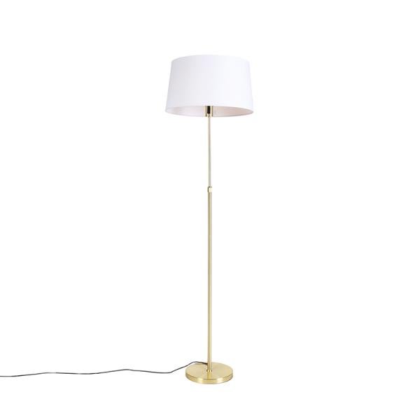 Chytrá stojací lampa zlatá s lněným stínítkem bílým 45 cm vč. Wifi A60 - Parte