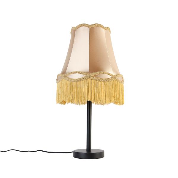 Klasická stolní lampa černá sabajurem vbarvě zlata 30 cm - Simplo