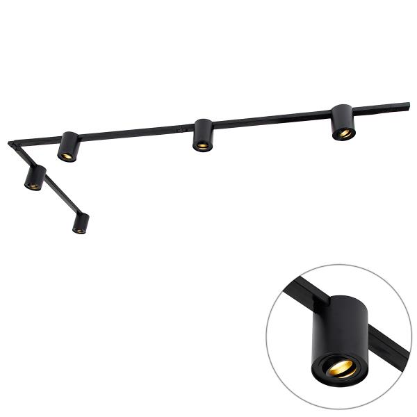 Moderní 1-fázový kolejnicový systém s 5 reflektory černý - Rondoo Up