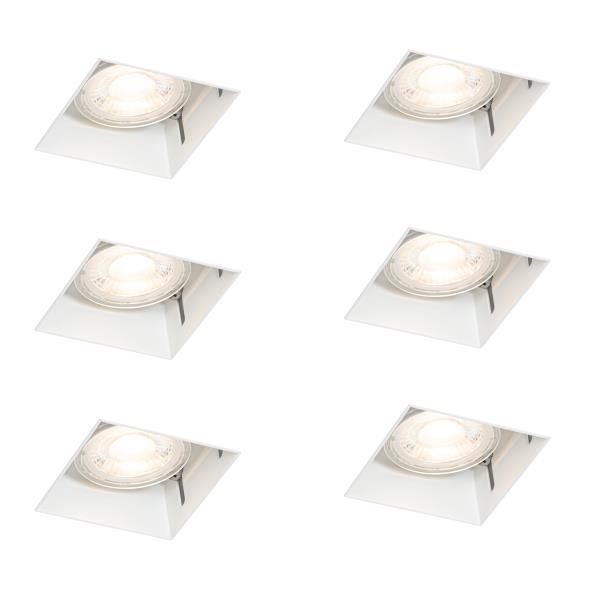 Sada 6 vestavných bodových svítidel bílých GU10 50 mm bez rámečku - Oneon