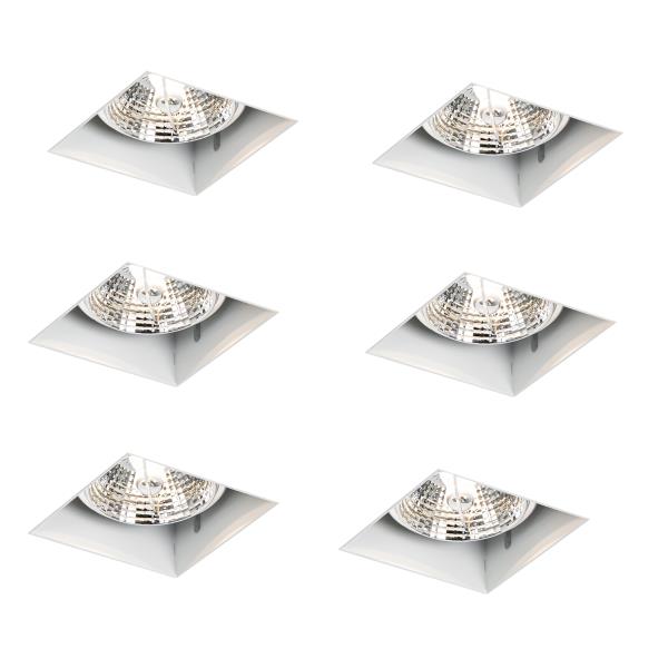Sada 6 vestavných bodových svítidel bílých GU10 70 mm bez rámečku - Oneon
