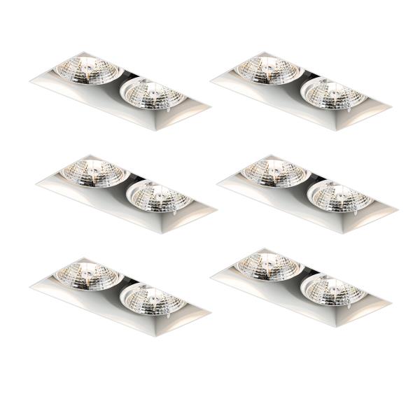 Sada 6 vestavných bodových svítidel bílých GU10 70 mm 2-světlo bez rámečku - Oneon