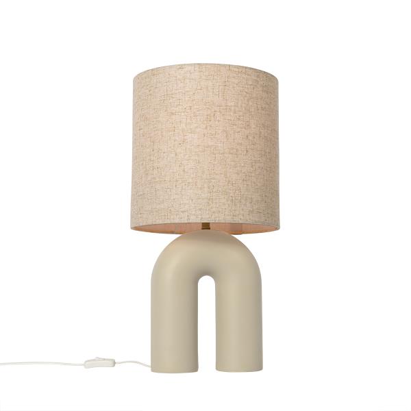 Designová stolní lampa béžová s lněným stínítkem béžová - Lotti