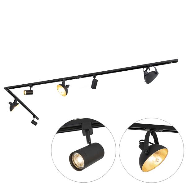 1-fázový kolejnicový systém se 6 nastavitelnými černými reflektory - Magnax Jeana