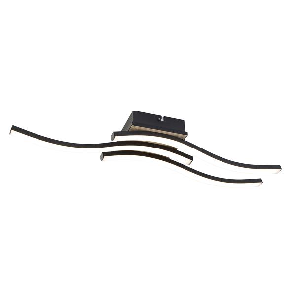 Designové stropní svítidlo černé se dřevem vč. LED 3-světlo - Vanesa