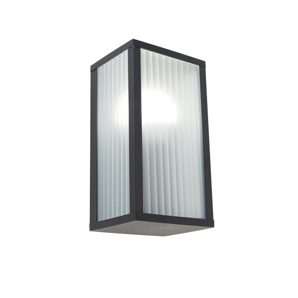 Chytré venkovní nástěnné svítidlo černé s žebrovaným sklem vč. WiFi A60 - Charlois