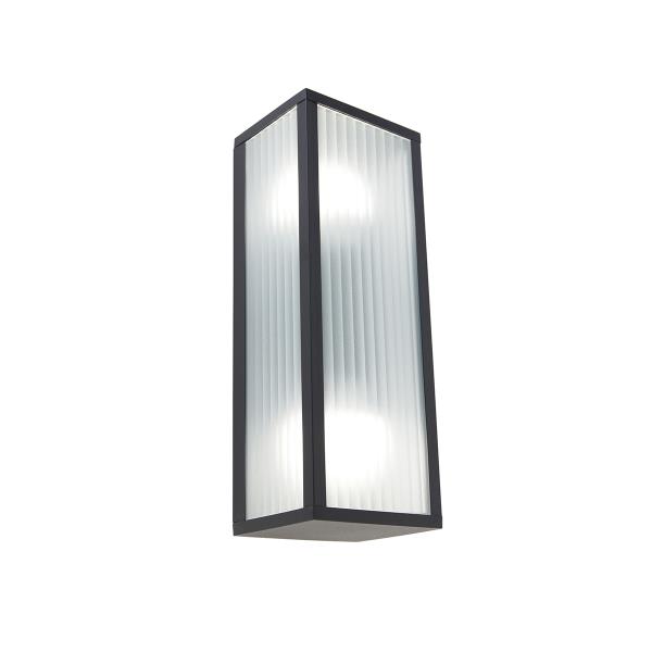 Chytré venkovní nástěnné svítidlo černé s žebrovaným sklem vč. 2 Wifi A60 - Charlois