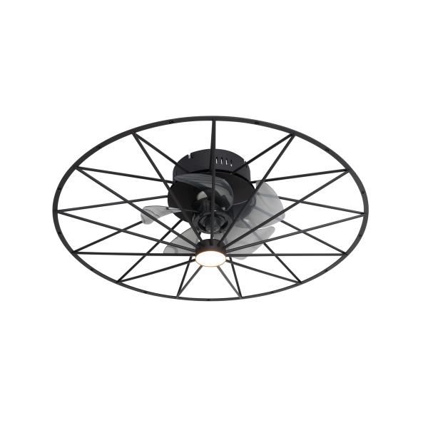 Stropní ventilátor černý 62 cm vč. LED stmívatelný s dálkovým ovládáním - Yaran