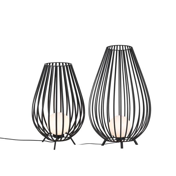 Sada stojacích lamp černých s opálem 110 cm a 70 cm - Angela