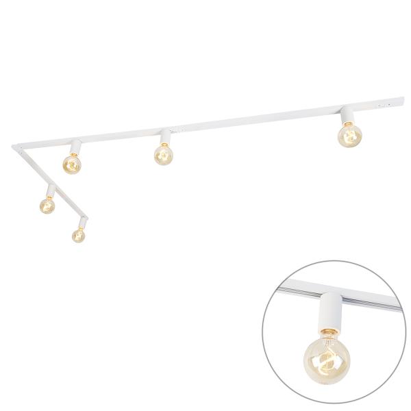 Moderní 1-fázový kolejnicový systém 5 světel včetně svítidla E27 bílá - Jeana