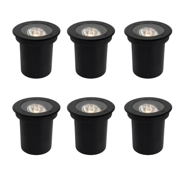 Sada 6 moderních venkovních bodových světel černých AR70 nastavitelných IP65 - Delux