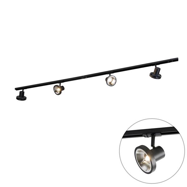 Moderní kolejnicový systém se 4 černými reflektory 1-fázový 200 cm - Iconic Jeany