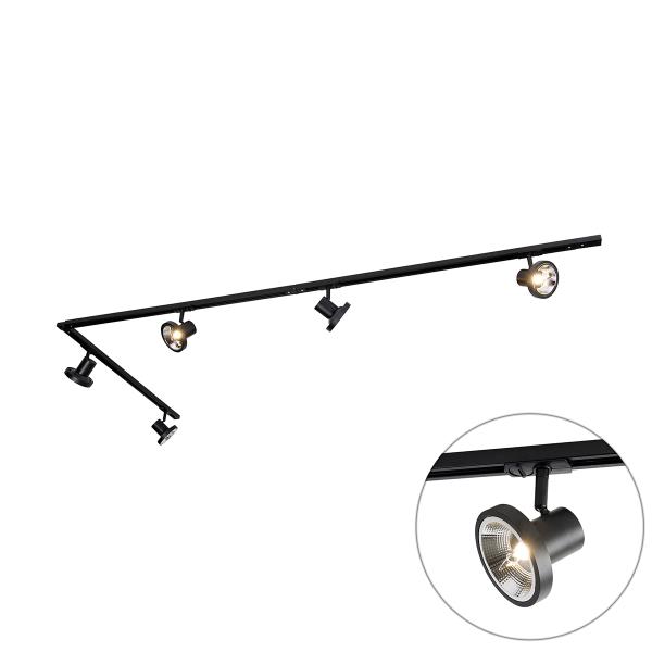 Moderní kolejnicový systém s 5 černými reflektory jednofázový 300 cm - Iconic Jeany