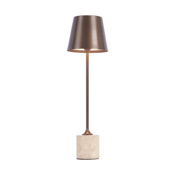 Moderní stolní lampa tmavě bronzová 37 cm vč. LED stmívatelná IP54 dobíjecí - Topi