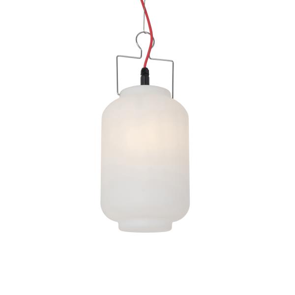 Venkovní závěsné svítidlo bílé 20 cm s červenou zástrčkou IP44 - Pion