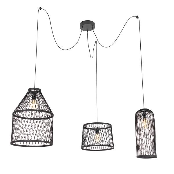 Chytré venkovní závěsné svítidlo černé ratanové 3-světlo vč. LED - Calamus