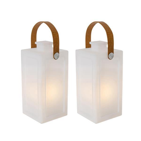 Sada 2 stolních lamp bílých s efektem plamene dobíjecích IP44 - Stard