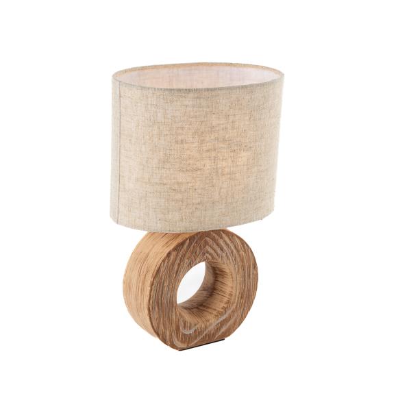 Moderní stolní lampa s dřevěným potiskem a béžovým stínidlem - Meau