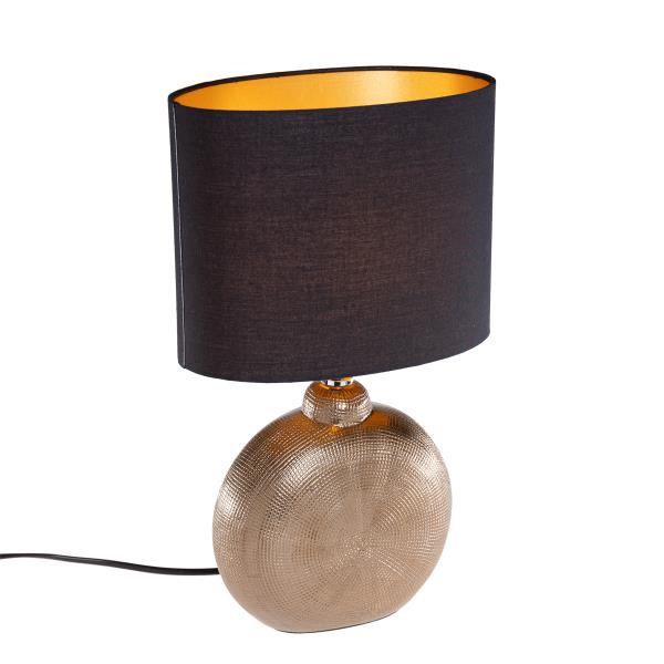 Rustikální stolní lampa bronzová s černou 39 cm - Kygo