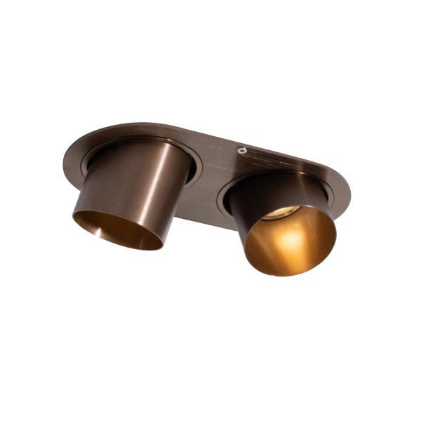 Zakulacené zapuštěné bodové svítidlo tmavě bronzové GU10 50 mm 2-světlo - Installa