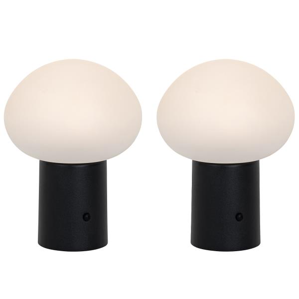 Sada 2 dobíjecích LED stolních lamp hříbek černý - Louise