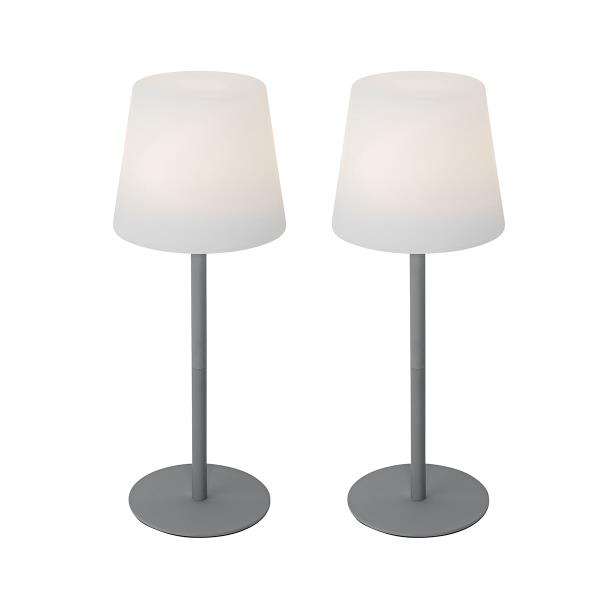 Sada 2 šedých dobíjecích stolních lamp 40 cm IP54 - Jude