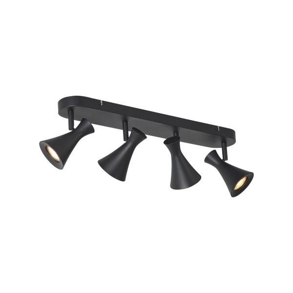 Moderní stropní bodové svítidlo černé 4-světelné otočné a sklopné - Triangle