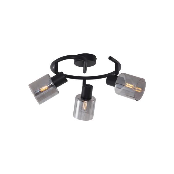 Moderní stropní svítidlo černé se spirálovým kouřovým sklem 3-světlo - Cilin