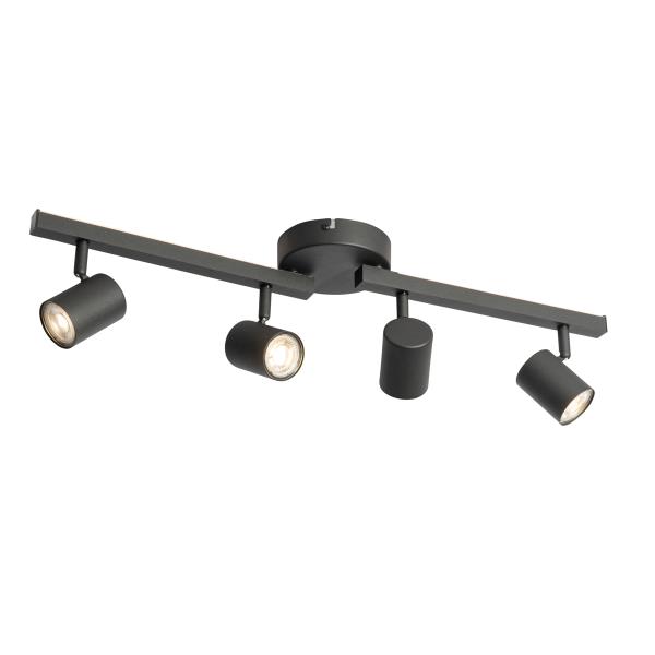 Stropní bodové svítidlo černé GU10 50mm 4-světla včetně podsvícení - Back Up