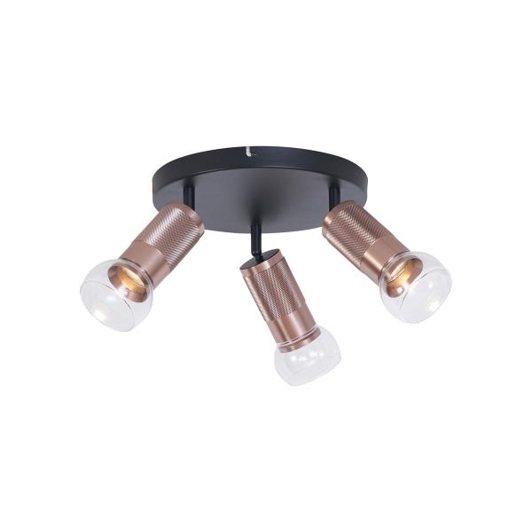 Kulaté stropní bodové svítidlo tmavě bronzové kulaté 3-světelné nastavitelné - Veerle