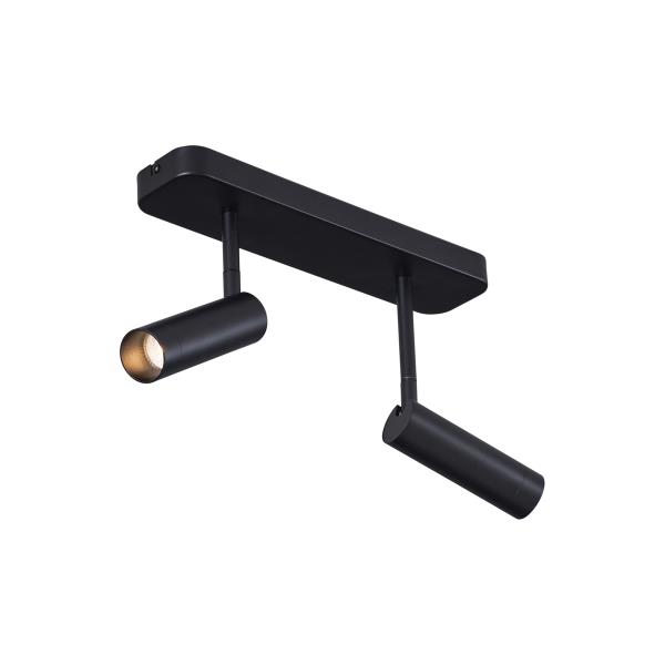 Zaoblené stropní bodové svítidlo černé GU10 35mm 2-světla otočné a naklápěcí - Kate