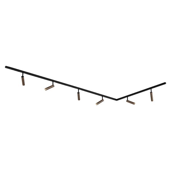 Moderní kolejnicový systém se 6 bodovými světly tmavě bronzové barvy, jednofázový - Slimline Uzzy