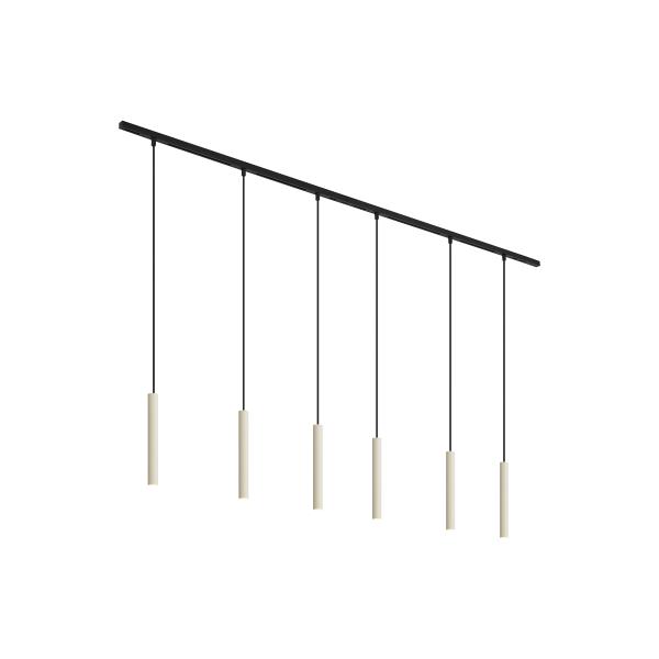 Moderní kolejnicový systém se 6 závěsnými světly béžové s černou 1-fázový - Slimline Keno