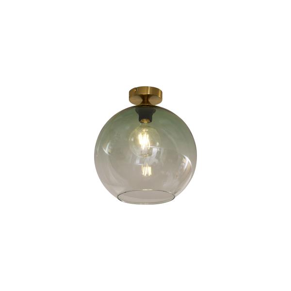 Art Deco stropní svítidlo mosazné se zeleným sklem - Sandra