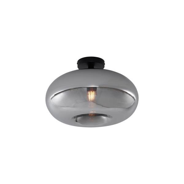 Art Deco stropní svítidlo černé s kouřovým sklem 40 cm - Busa