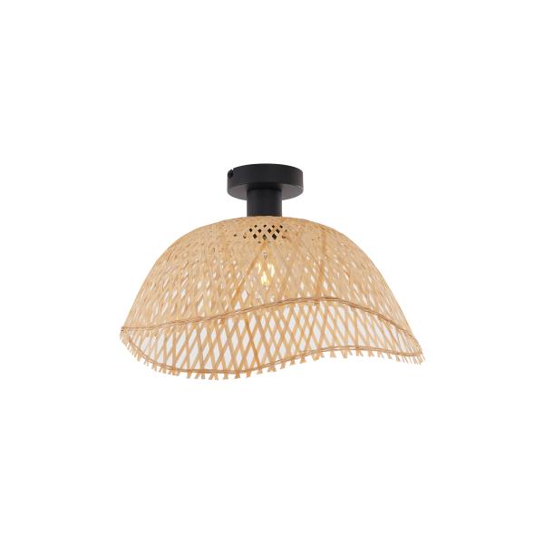Stropní svítidlo v art deco stylu, černé s přírodním bambusovým stínítkem 40 cm - Alka Stropní svítidlo v art deco stylu, černé s přírodním bambusovým stínítkem 40 cm - Alka