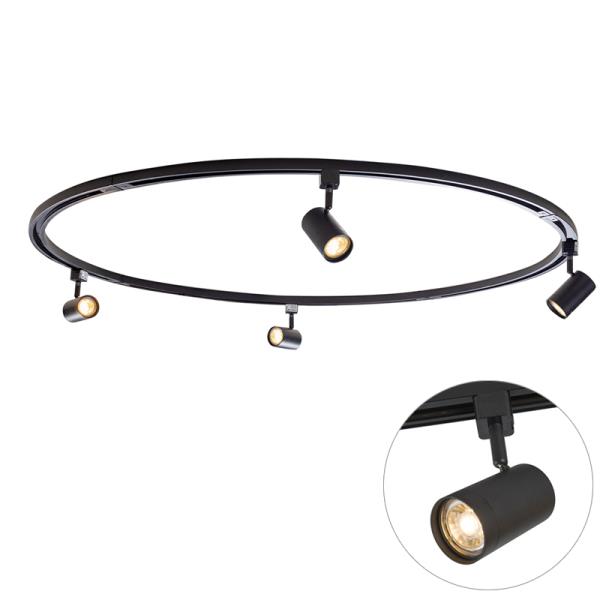 Moderní kolejnicový systém s 4 černými bodovými světly jednofázový kulatý - Iconic Jeana