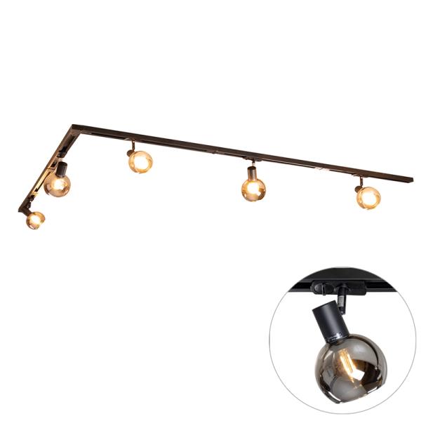 Moderní kolejnicový systém s 5 černými bodovými světly jednofázový - Iconic Lava