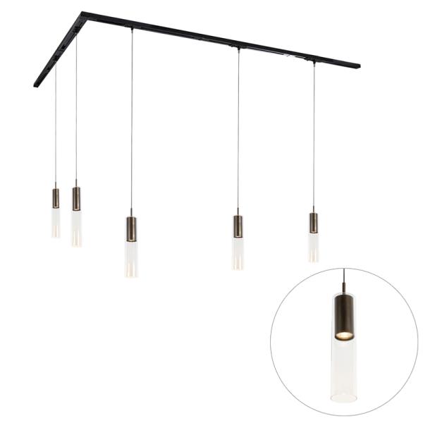 Moderní kolejnicový systém s 5 závěsnými světly tmavě bronzový 1-fázový - Iconic Lloyd