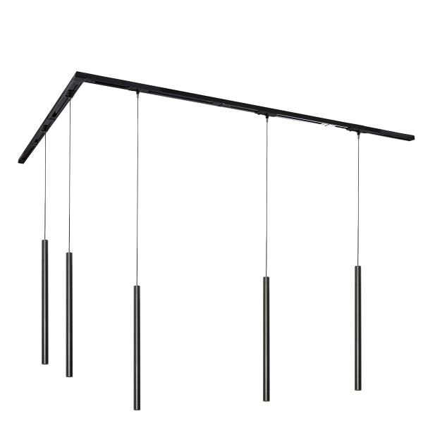 Moderní kolejnicový systém s 5 závěsnými světly černý 1-fázový - Iconic Frini
