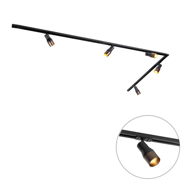 Moderní kolejnicový systém s 5 bodovými světly černý s tmavě bronzovou 1-fázový - Iconic Kohua