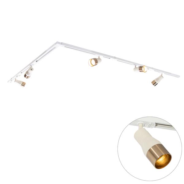 Moderní kolejnicový systém s 5 reflektory béžový se zlatou 1-fázový - Iconic Kohua