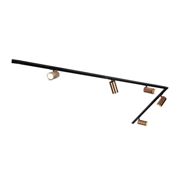 Moderní kolejnicový systém s 5 bodovými světly tmavě bronzový 1-fázový GU10 70mm - Iconic Jeana Luxe